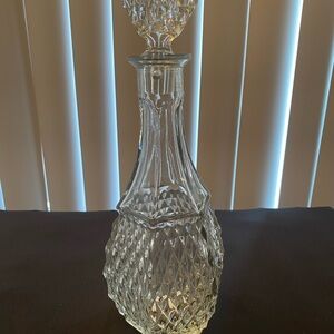 Cut Glass Decanter with Stopper “Diamond Pattern” 12inH with stopper